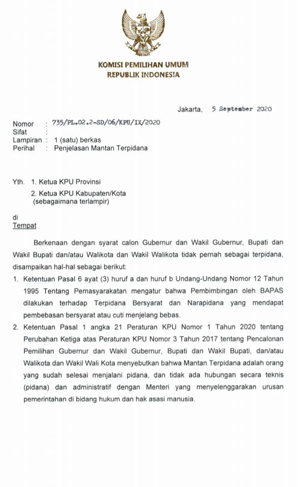 Akankah Surat KPU Batalkan Pencalonan Agusrin M Najamuddin - Imron Rosyadi ?