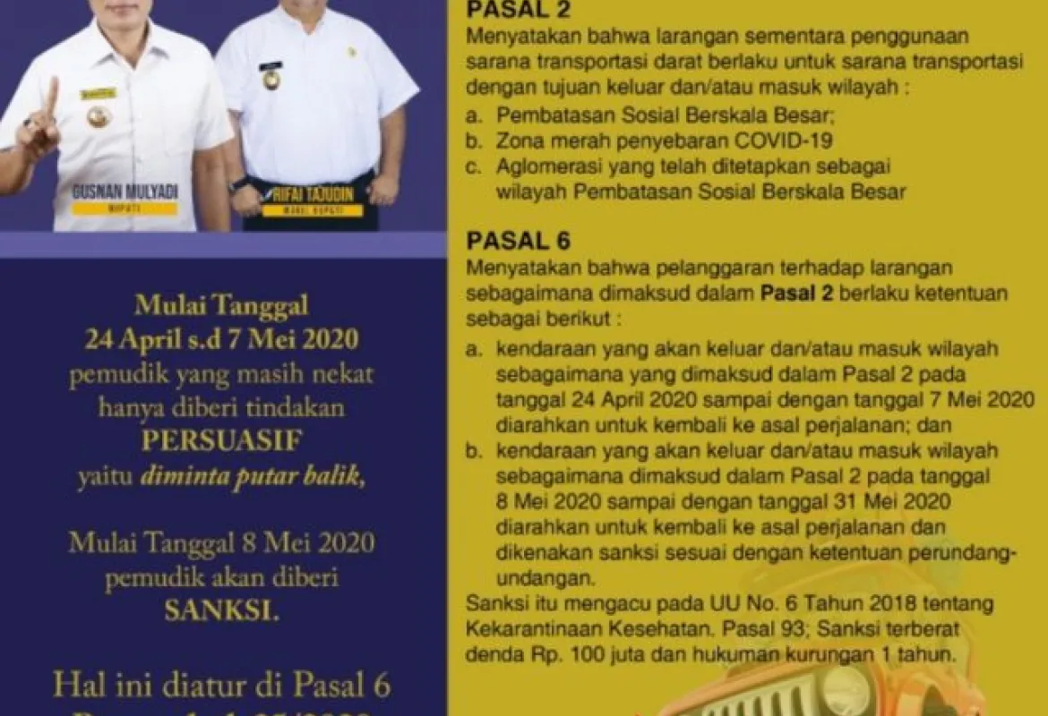 Syarat Mudik Lebaran ke Kabupaten Bengkulu Selatan