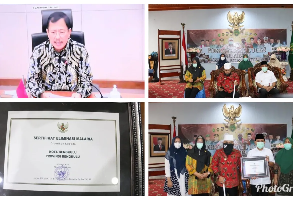 Walikota Bengkulu Dapat Sertifikat Eliminasi Malaria Dari Menteri Kesehatan