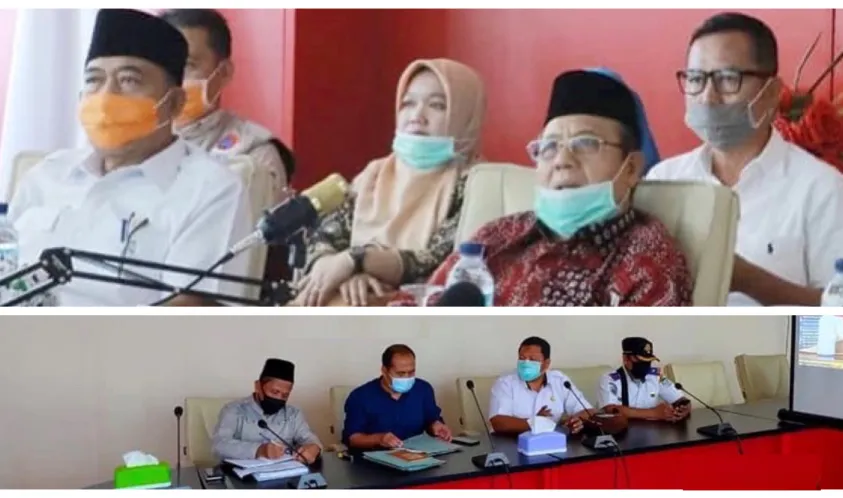 Video Converence Gubernur dengan para Bupati dan Walikota mengenai Covid-19