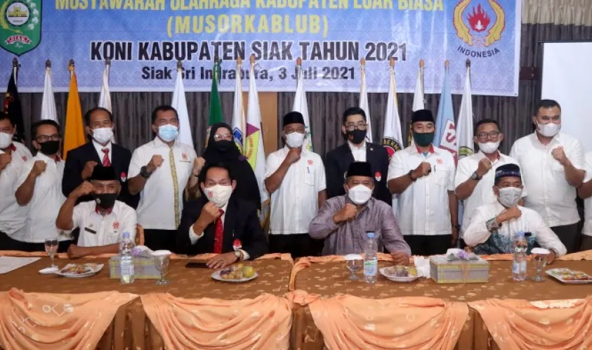 Bupati Alfedri Buka MUSORKABLUB KONI Kabupaten Siak Tahun 2021